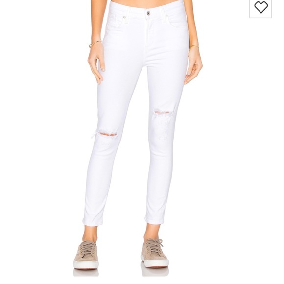 white ripped ankle jeans